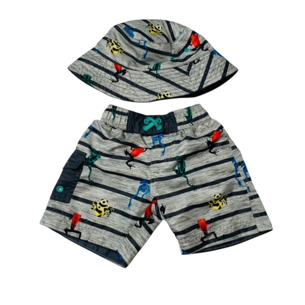 Baby boy’s 12-18M‎ Animal Print Bucket Hat and swim trunk Set